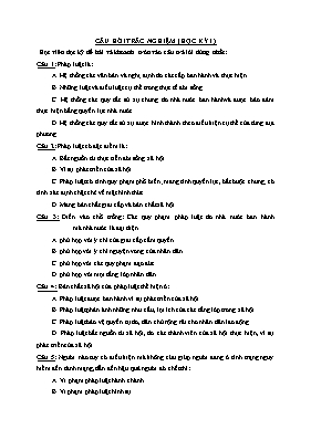 Câu hỏi trắc nghiệm học kì I môn Giáo dục công dân lớp 12